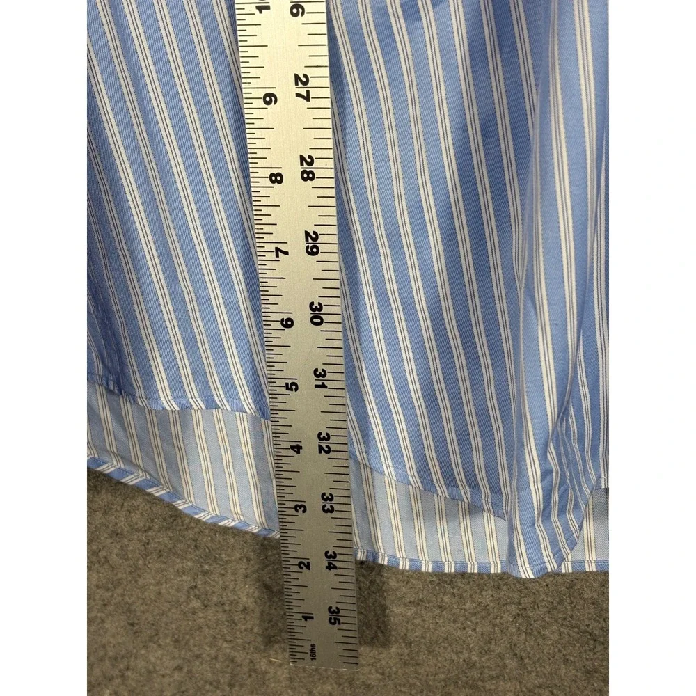 Paul Fredrick Mens 16.5 35‎ Blue  Striped Cotton Dobby Dress Shirt French Cuff